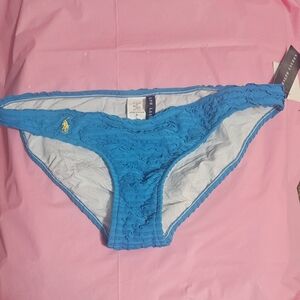 Ralph Lauren Peacock Blue With Yellow Emblem Bikini Bottoms Only NWT